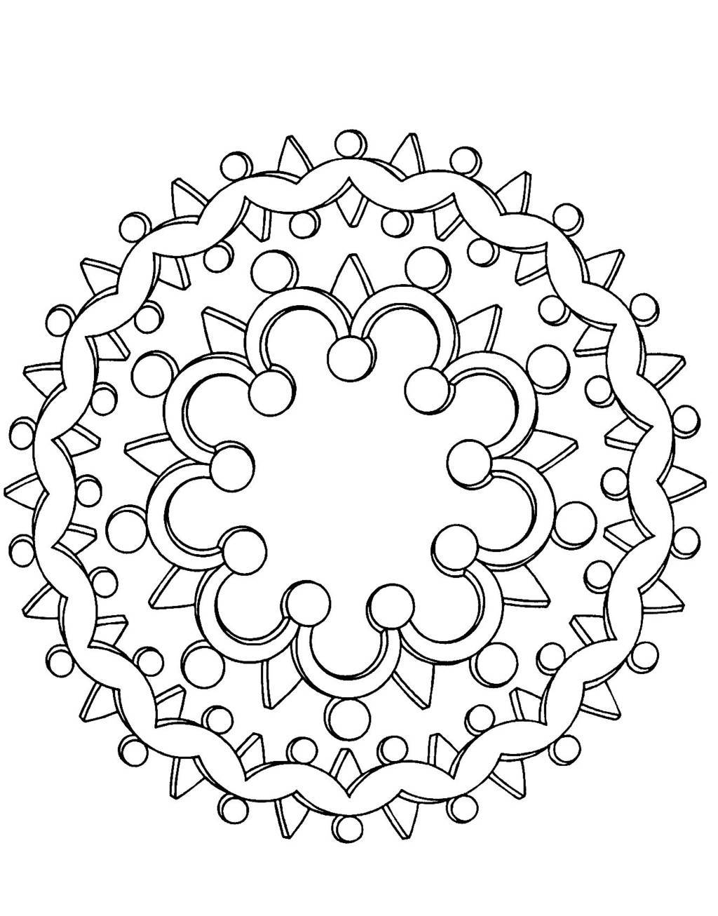 Coloriage Mandala floral avec spirales entrelacées - Mandala à imprimer